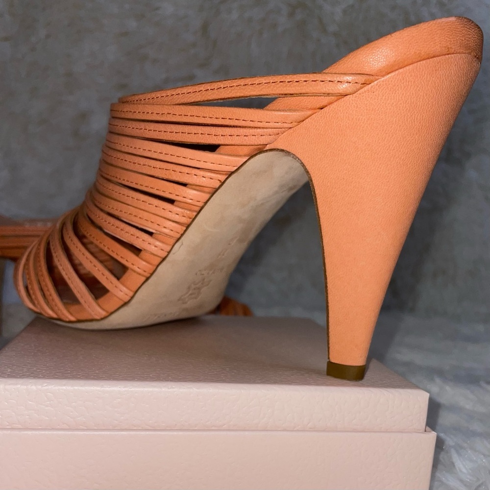 Loeffler Randall Strappy Peep Toe Heels in Peach/Orange Size 11 - Picture 3 of 6